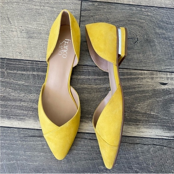 NWT Franco Sarto Sattara Yellow Suede Flats Spring Summer Office Size 11 - Picture 10 of 15